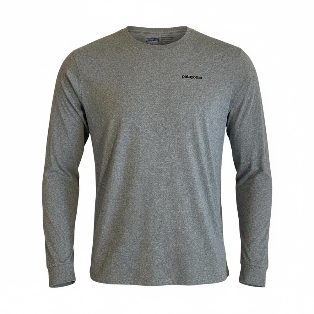 Patagonia Mens P-6 Logo Long Sleeve Resposibili-Tee T-shirt Gray Size Large